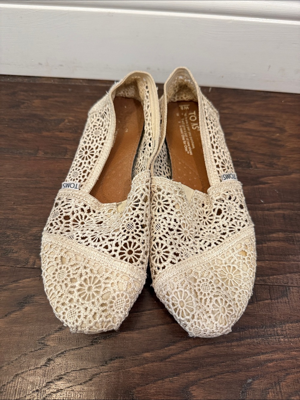Toms Crochet Lace Alpargata Flats in Cream